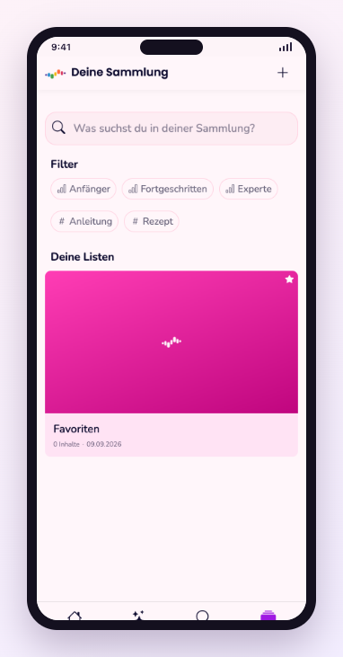 Bildschirmfoto: Listen und Sammlung