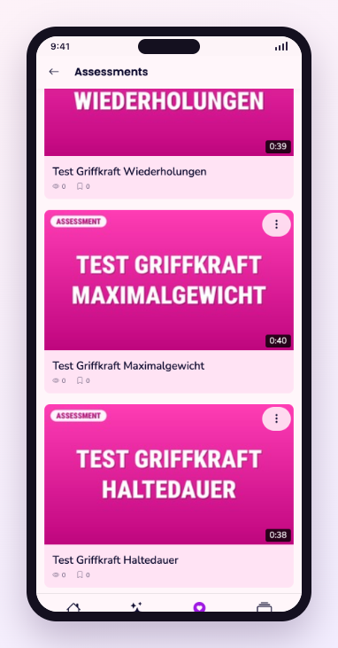Bildschirmfoto: Selbsttests und Selbstreflexion